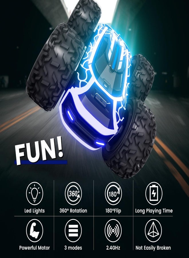 Tecnock Remote Control Car for Boys 4-7, 2.4GHz RC Stunt Car for Kids, 360° Rotating Double Sided RC Cars with LED Lights, Toys Gifts for Boys and Girls - Image 2